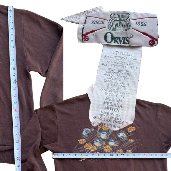Orvis Windy Bird Fall Leaves Scene Sweatshirt Sz M - Picture 3 of 5